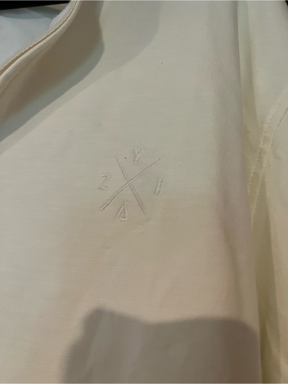 Unisex Cream Half-Zip Shirt with Navy-Trim Stand Collar - Picture 3 of 10